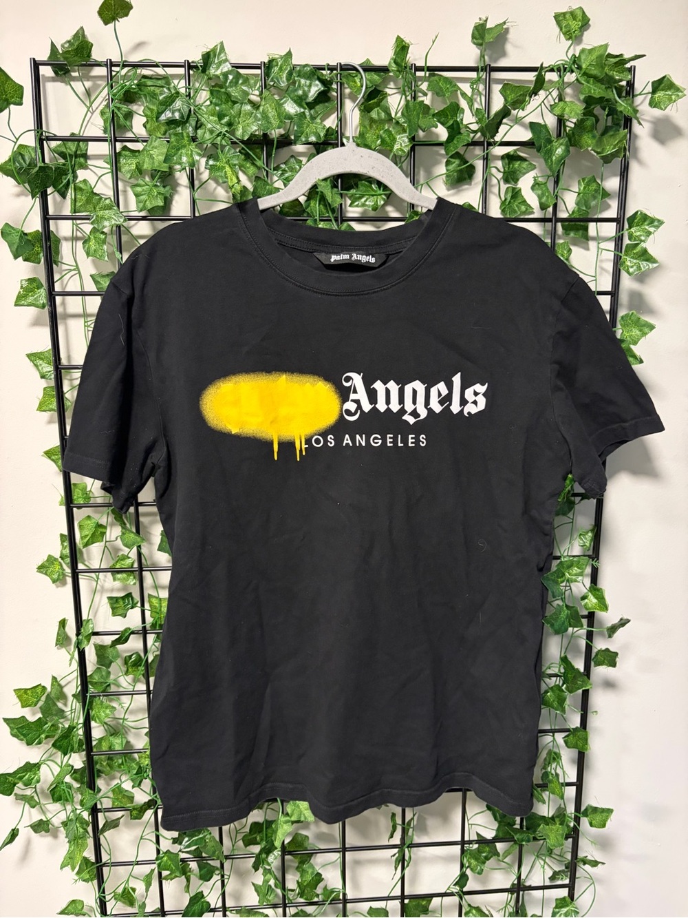 Palm Angels Black Graphic Logo Tee with White Script